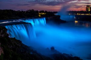Niagara Falls at night blue